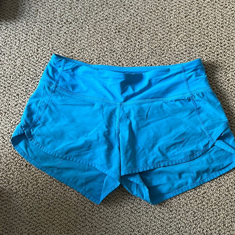 Blue Lululemon 2.5 inch running shorts